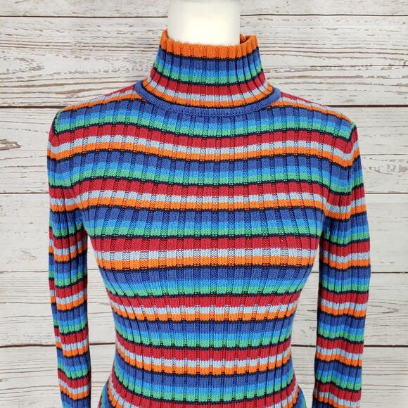 Tommy Hilfiger Women's Multicolor Stripe 100%Cotton Mock Neck Sweater Size S/P - Picture 2 of 11